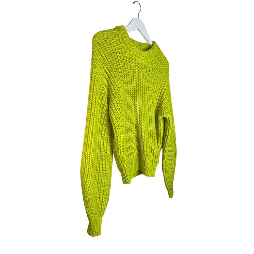 Show Me Your Mumu Sweater Top Green Chunky Cable Knit Crewneck Winter Size XS - Picture 6 of 11